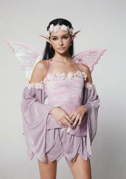 Woodland Fairy Costume with Flower Crown - LIGHT PURPLE