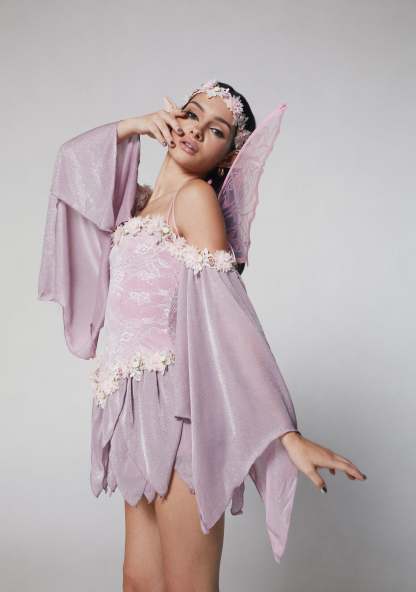 Woodland Fairy Costume with Flower Crown - LIGHT PURPLE