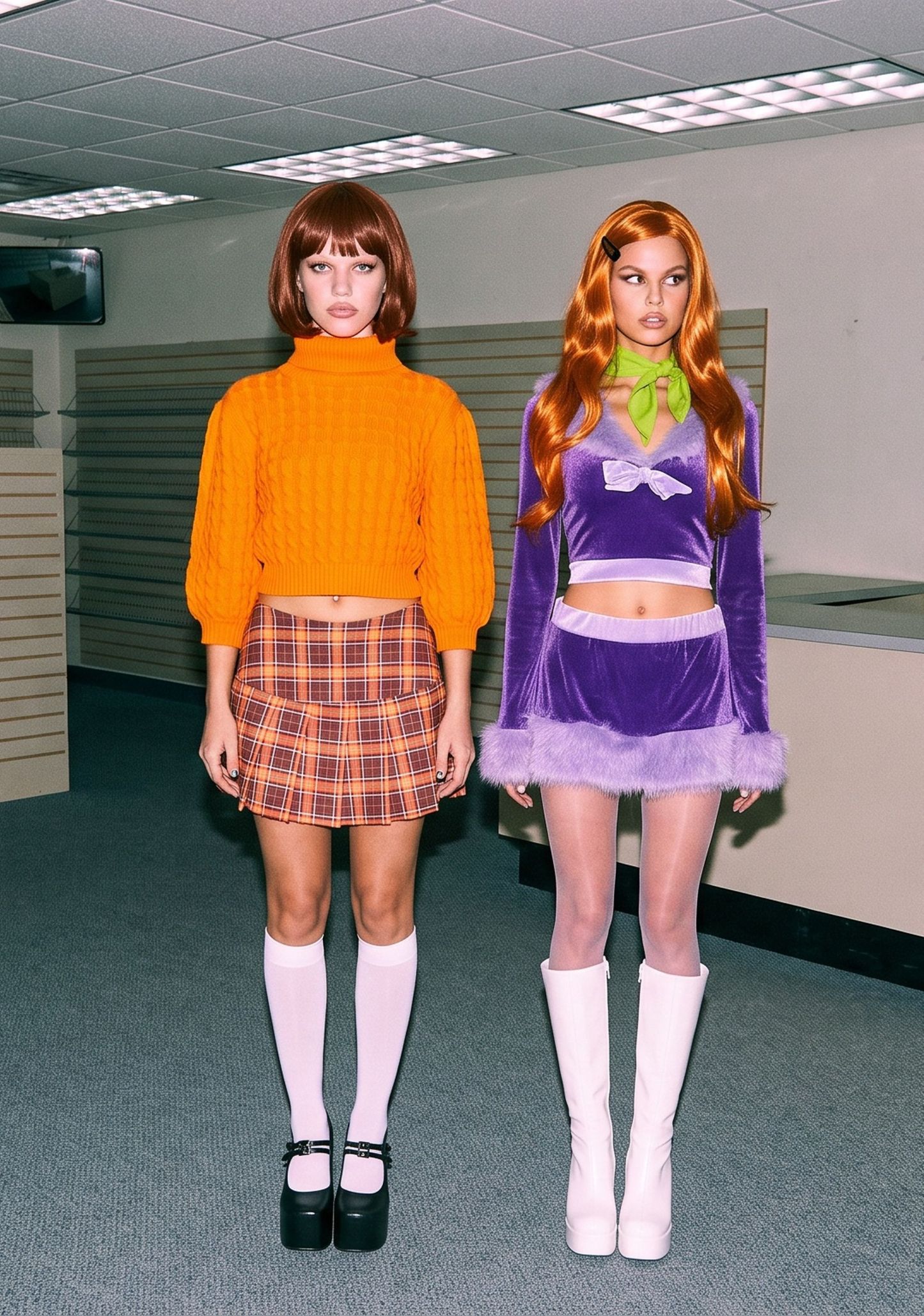 Mystery Crew Hottie Costume and Wig Set - PURPLE