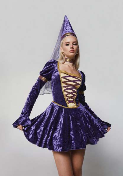 Medieval Renaissance Princess Costume - DARK PURPLE