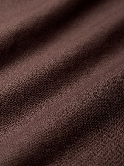 Linen Maxi Dress, Short Sleeve, Lace Collar, Plain, Vintage, CAMEO BROWN - CAMEO BROWN