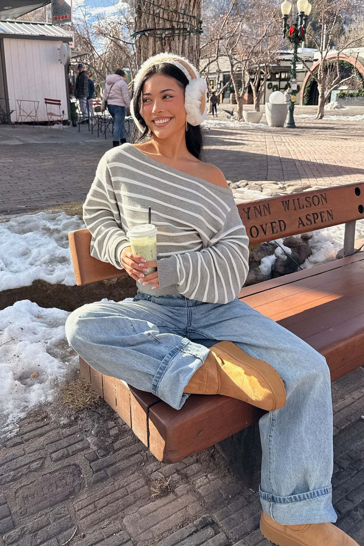 Mika Off Shoulder Oversized Sweater - GRAY-MELANGE