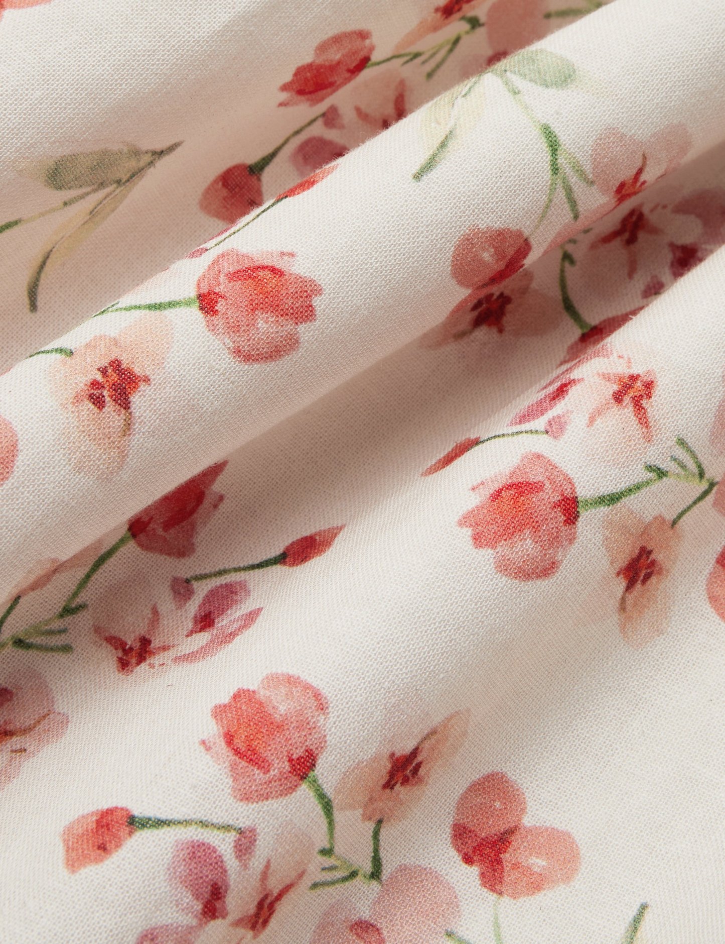 Cotton And Linen Floral Regular Fit Long Sleeve Elegant Dress, Pink - Pink