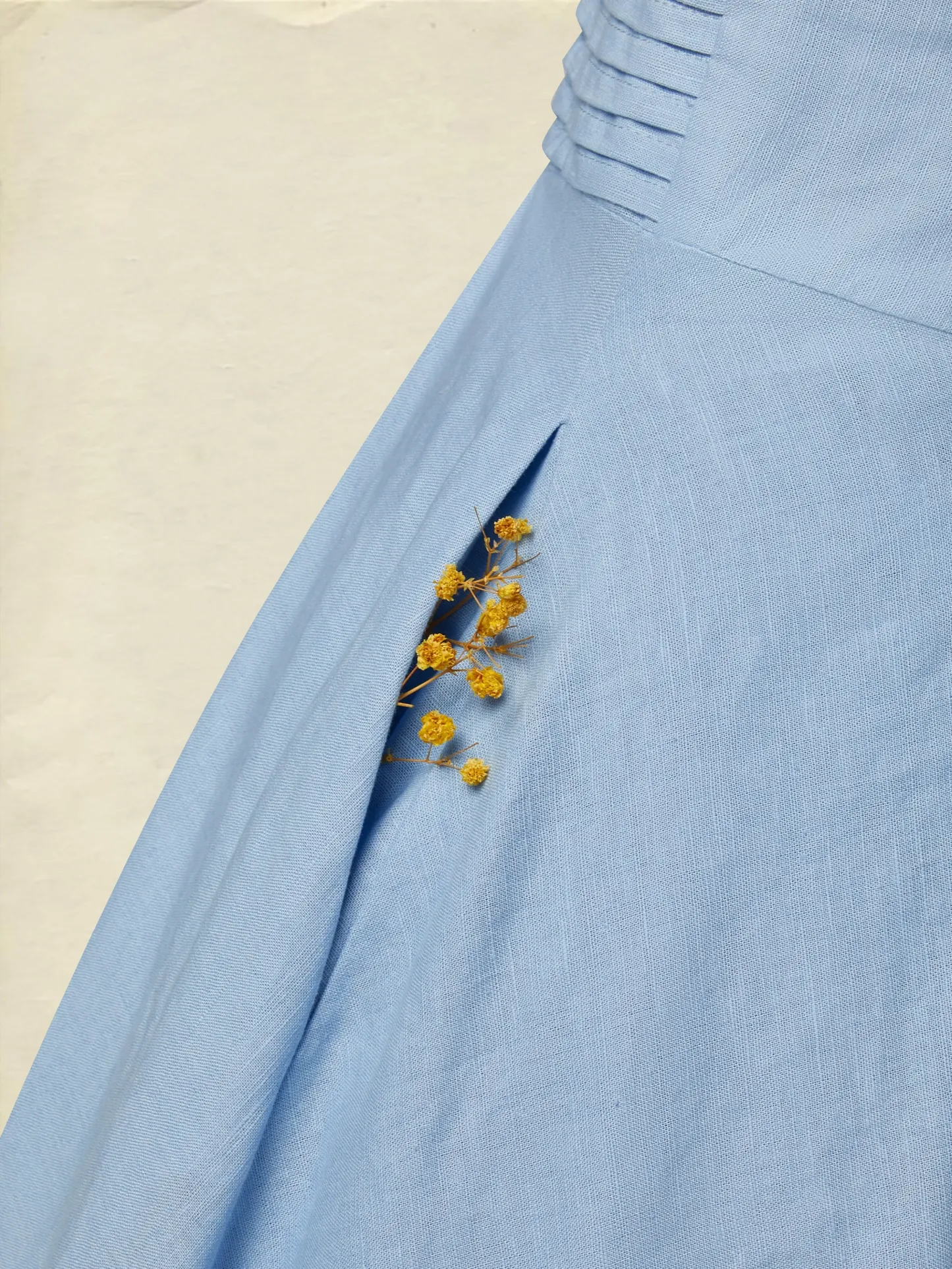 Midi Cotton Dress, Half Sleeve, V Neck, Plain, Lace, Vintage, Blue - Blue