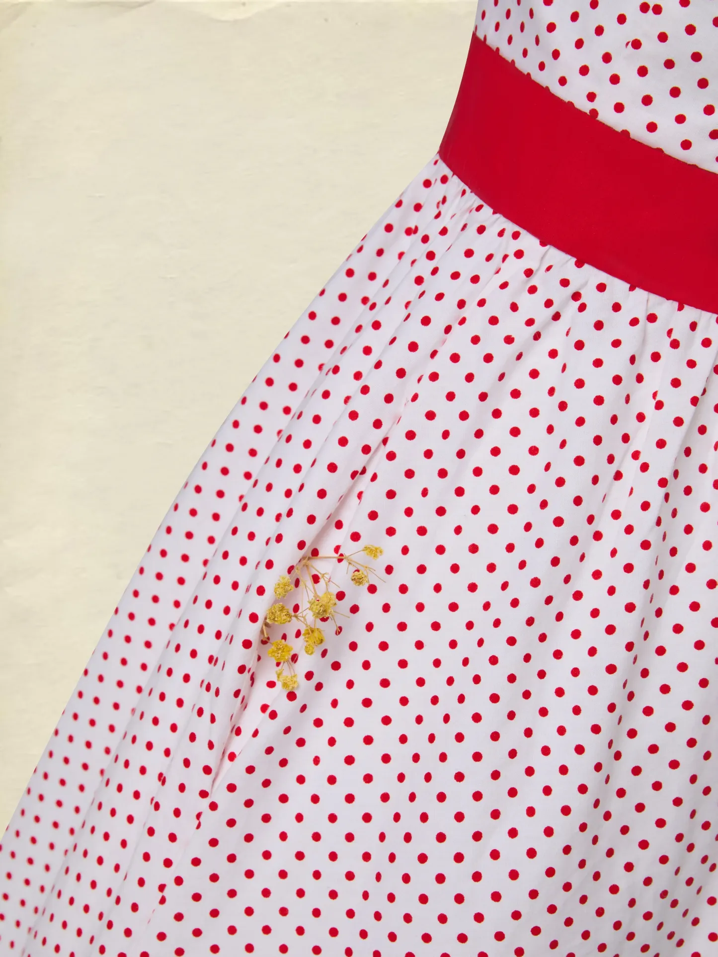 Cotton Maxi Dress, Short Sleeve, Square neck, Polka Dots, Vintage, White，Pure cotton - White