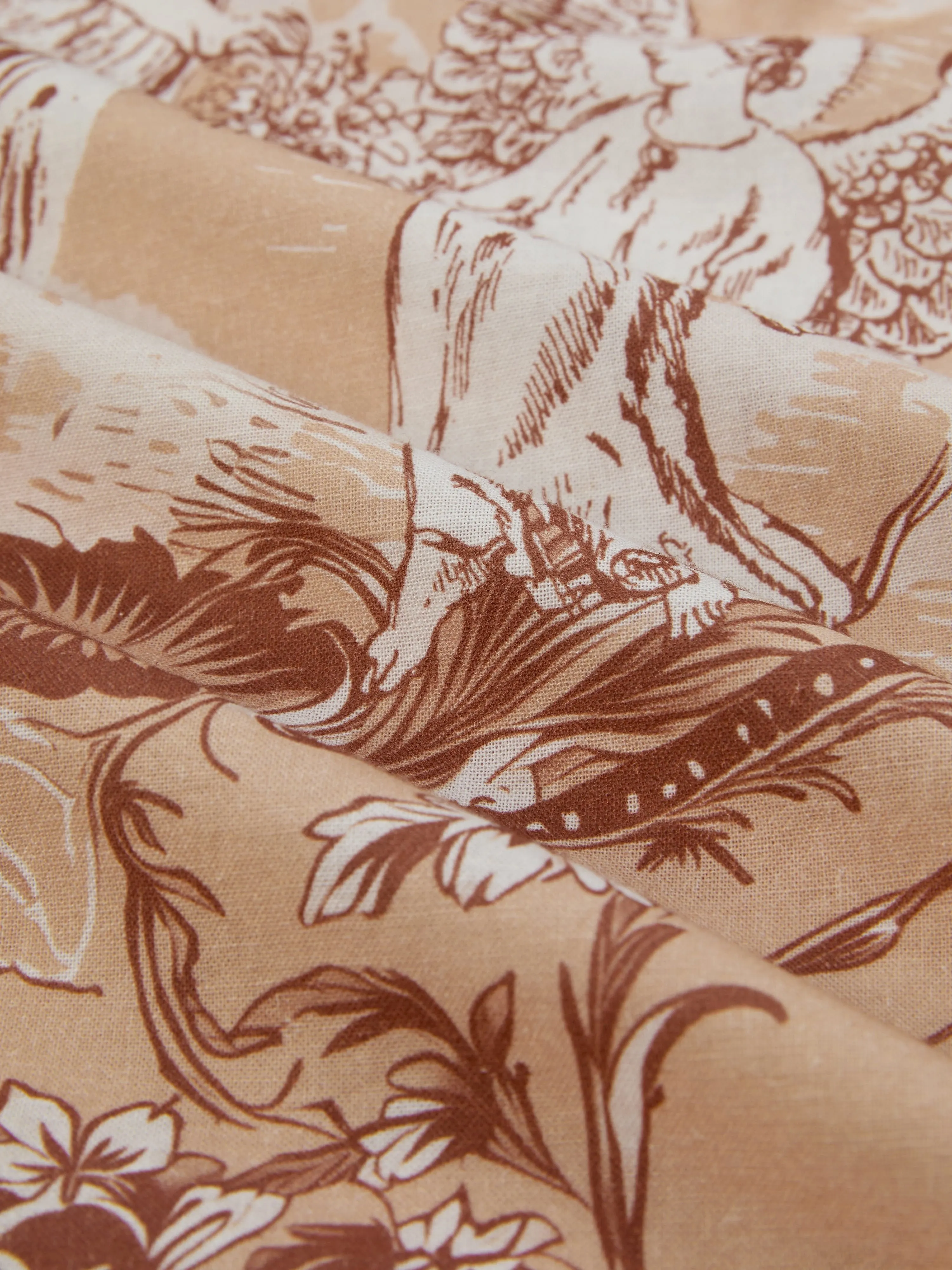 Midi Cotton Skirt, Angel, Pocket Design, Vintage, Caramel - Caramel