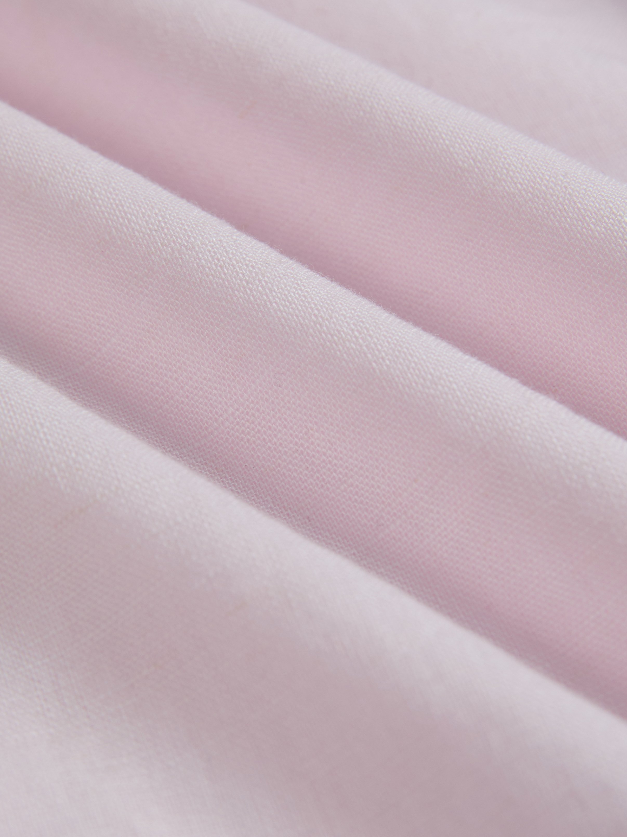 Midi Linen Dress, Half Sleeve, V Neck, Plain, Pocket Design, French Vintage, Light Pink - Light Pink