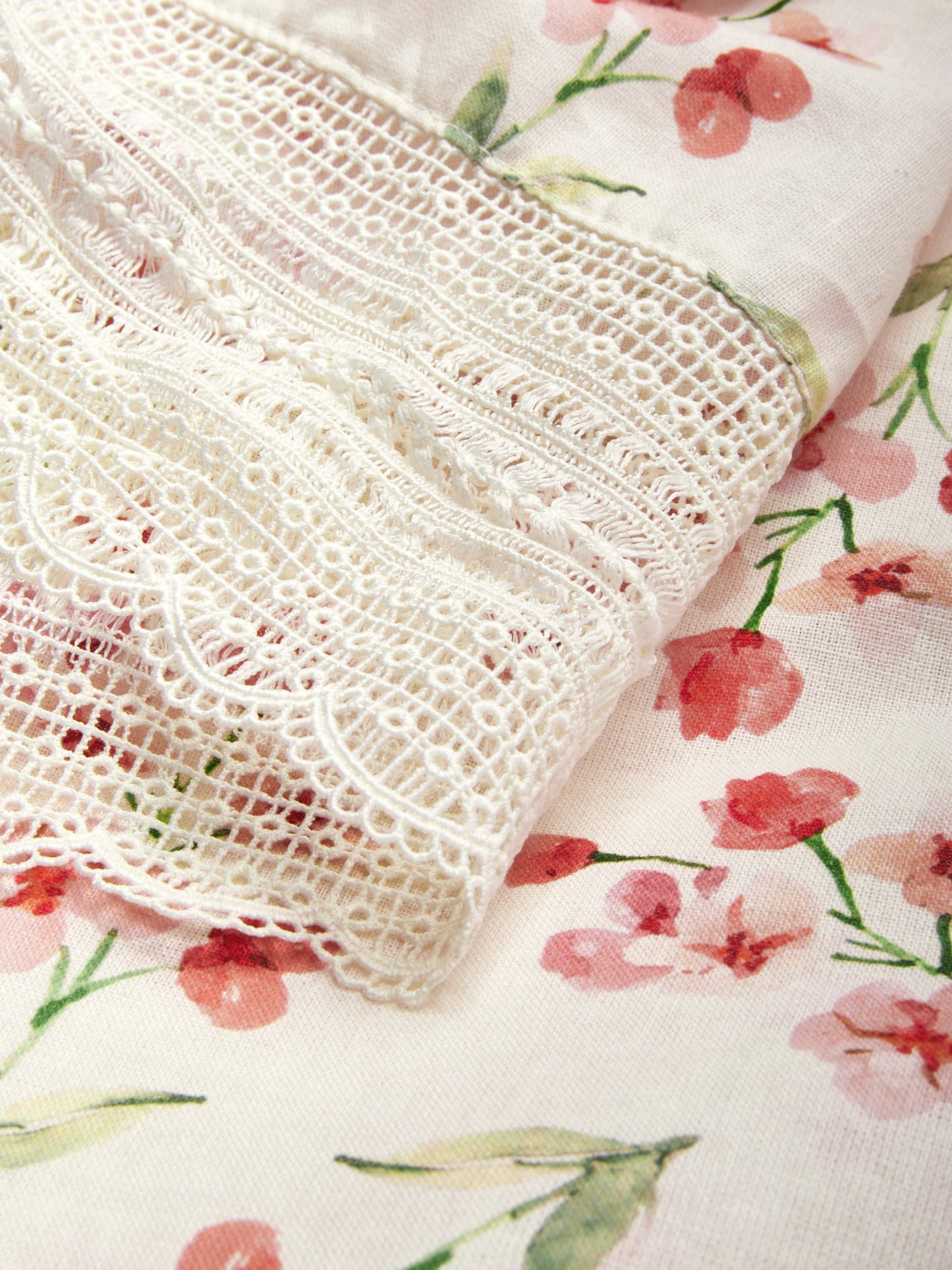 (SIZE:XS-XXL) Linen Maxi Dress, Short Sleeve, Lace Collar, Floral, Vintage, White - White