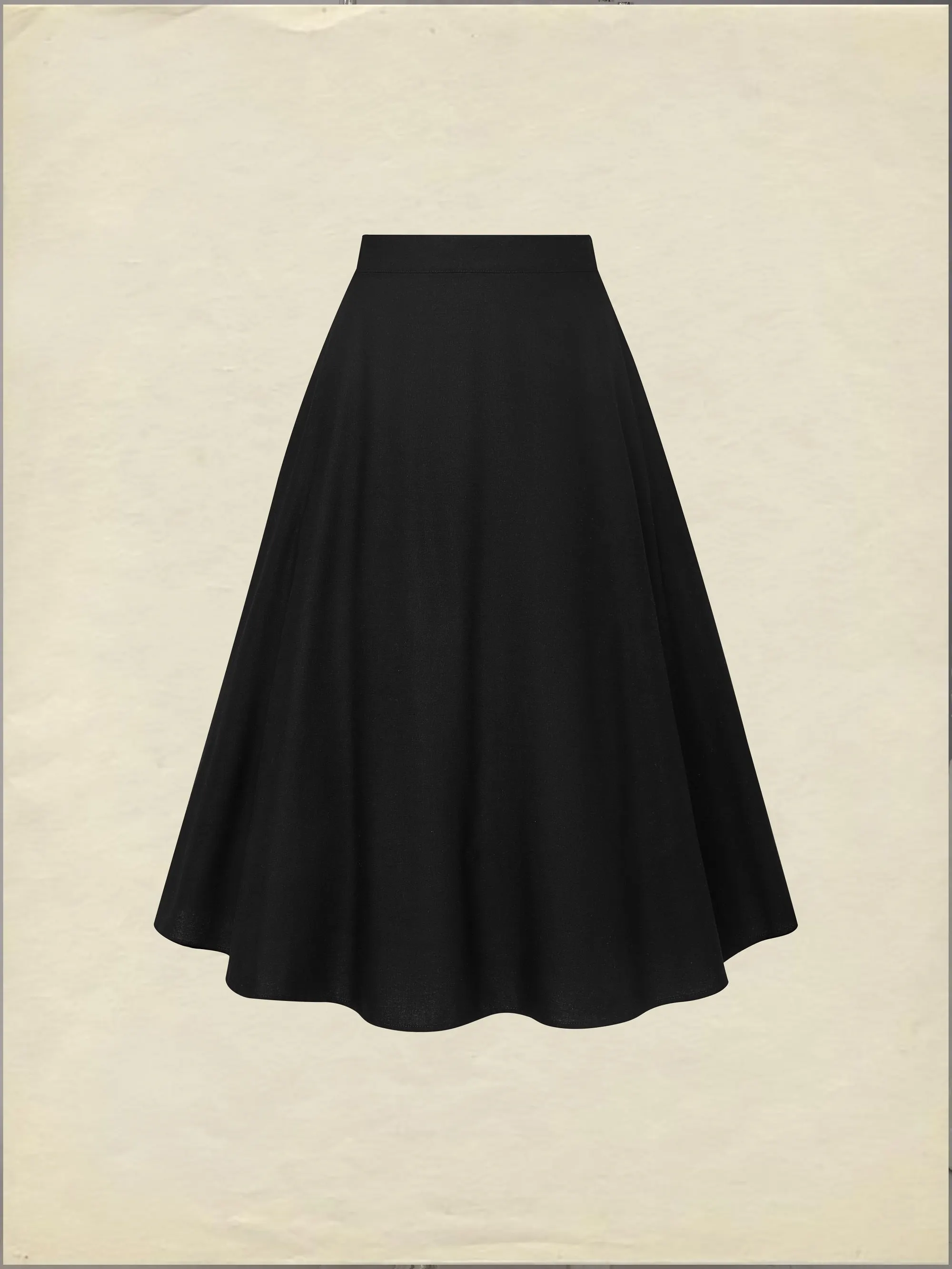 Midi Linen Skirt Set, Long Sleeves, Lapel Collar, Plain, Button Design, Vintage, White - White