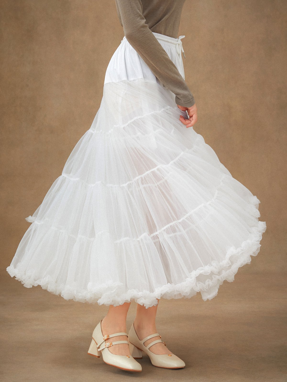 Jane Collection - Multi-Layered Petticoat for Effortless Volume-White - White