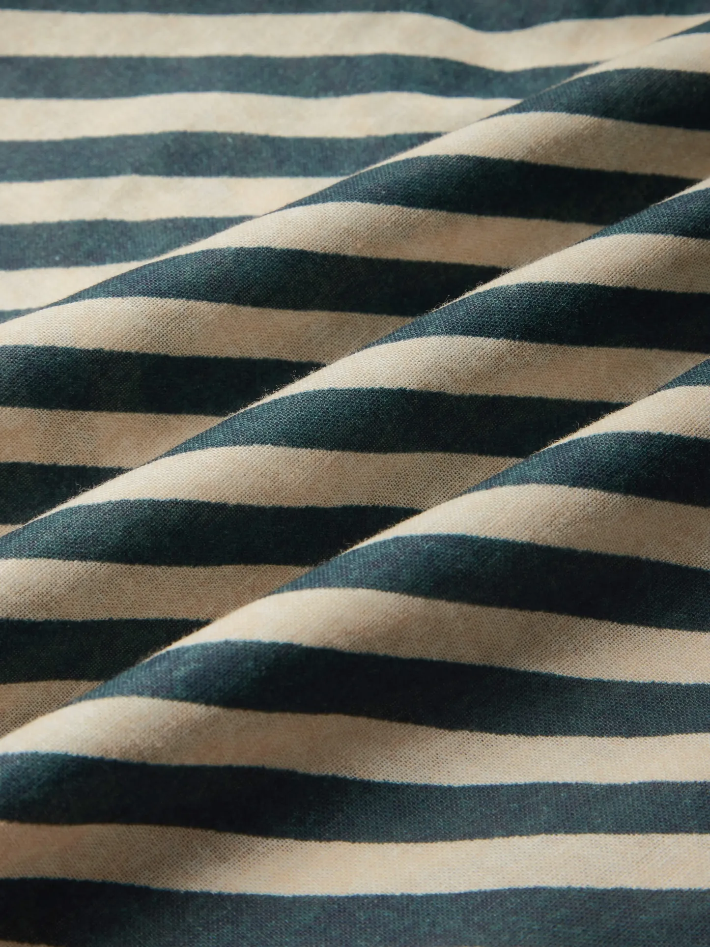 Maxi Cotton Dress, Half Sleeve, V Neck, Striped, French Vintage, Blue - Blue