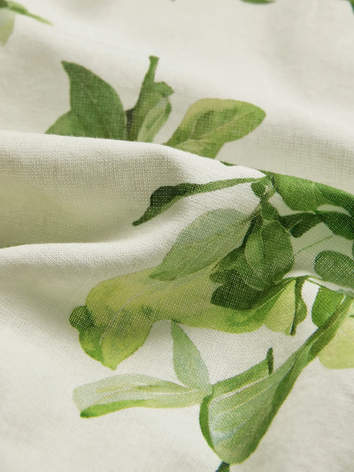 Linen Maxi Dress, Short Sleeve, V neck, Floral, Vintage, Green - Green