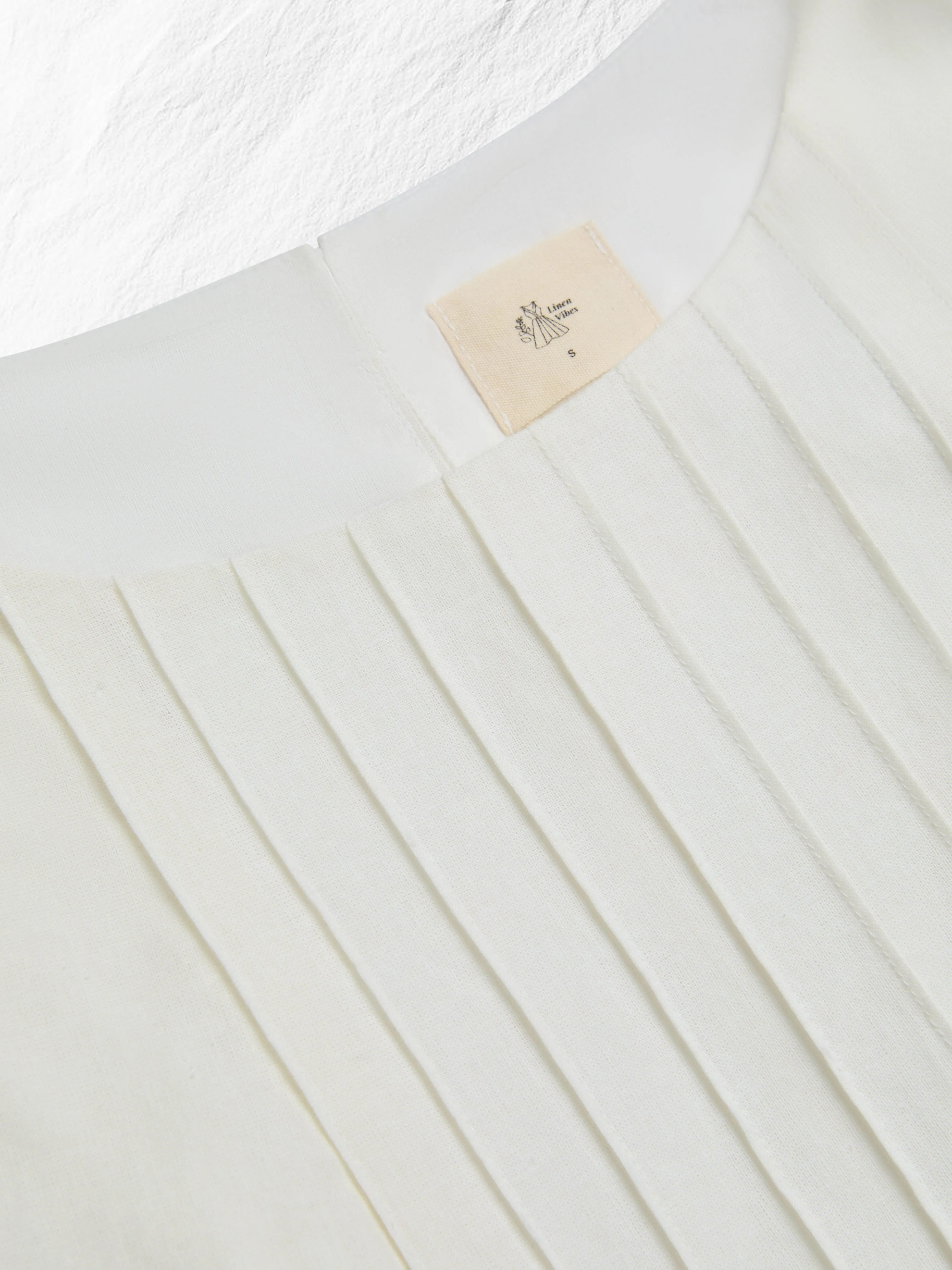 Midi Linen Dress , Sleeveless, Round Neck, Floral, Vacation, Vintage, White - White