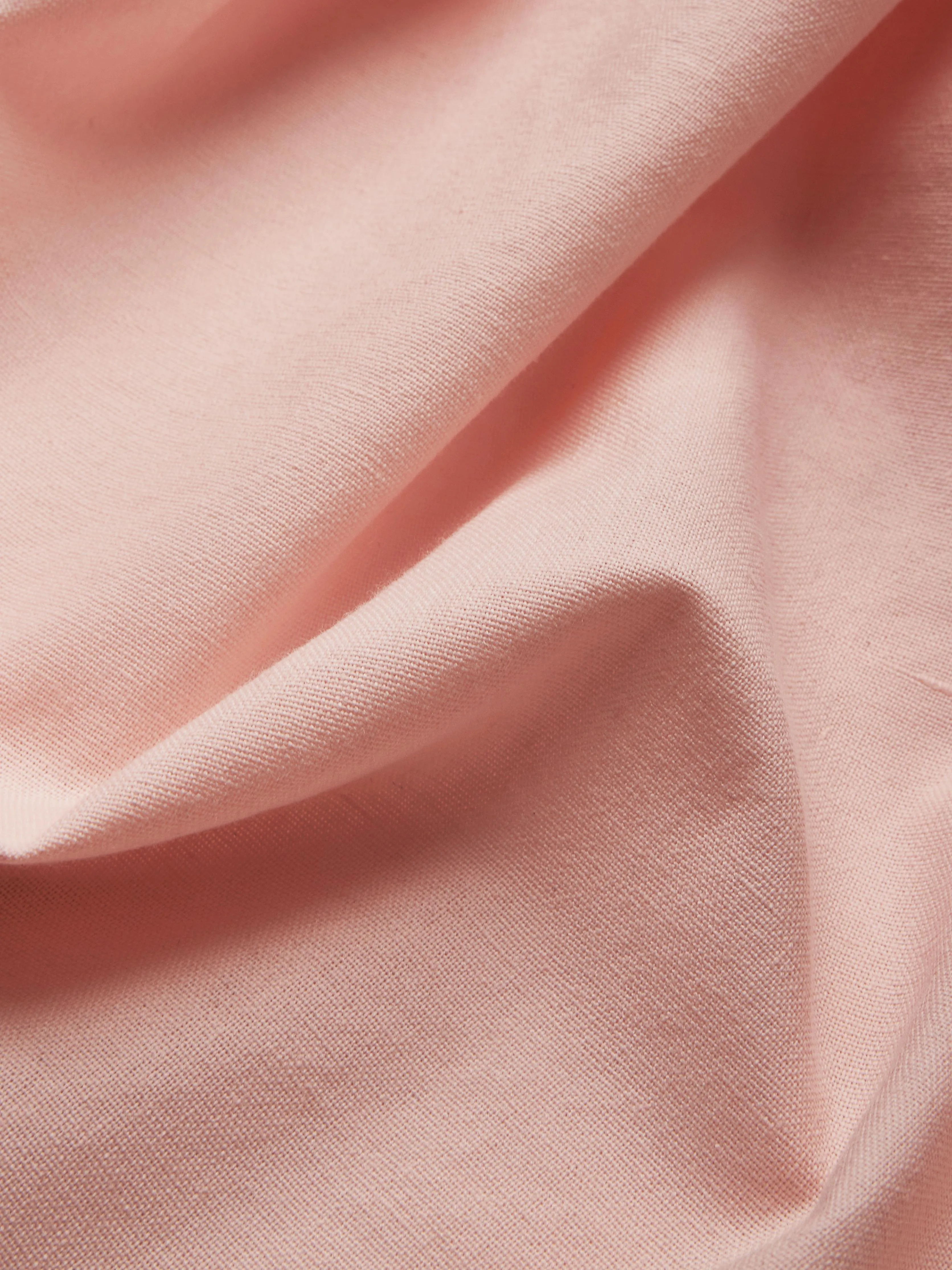 Midi Linen Dress , Half Sleeve, Round Neck, Plain, Bow, French Vintage, Light Pink - Light Pink