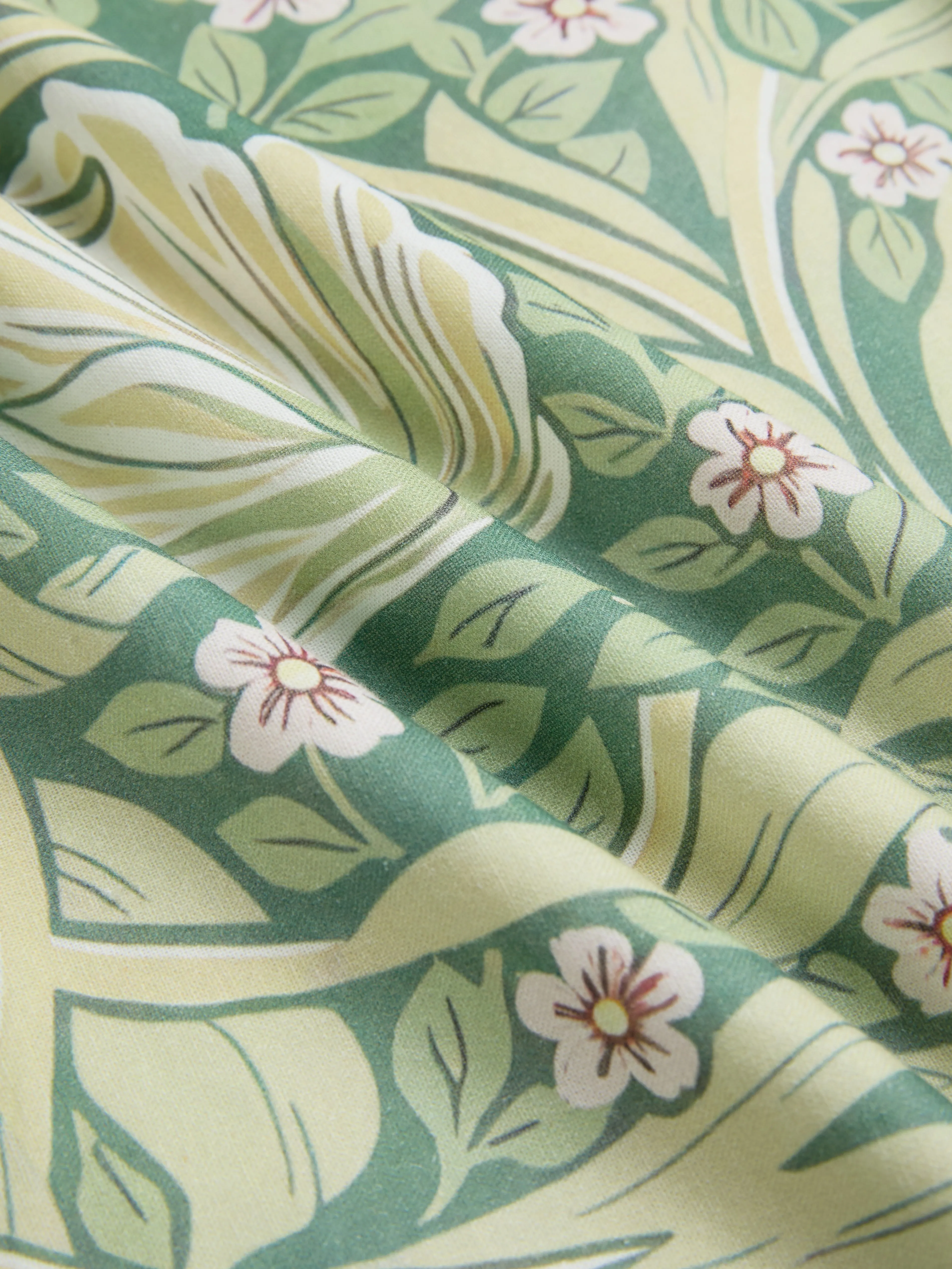 Maxi Linen Dress, Half Sleeve, Lapel Collar, Paisley, Button Design, Vacation, Vintage, Green - Green