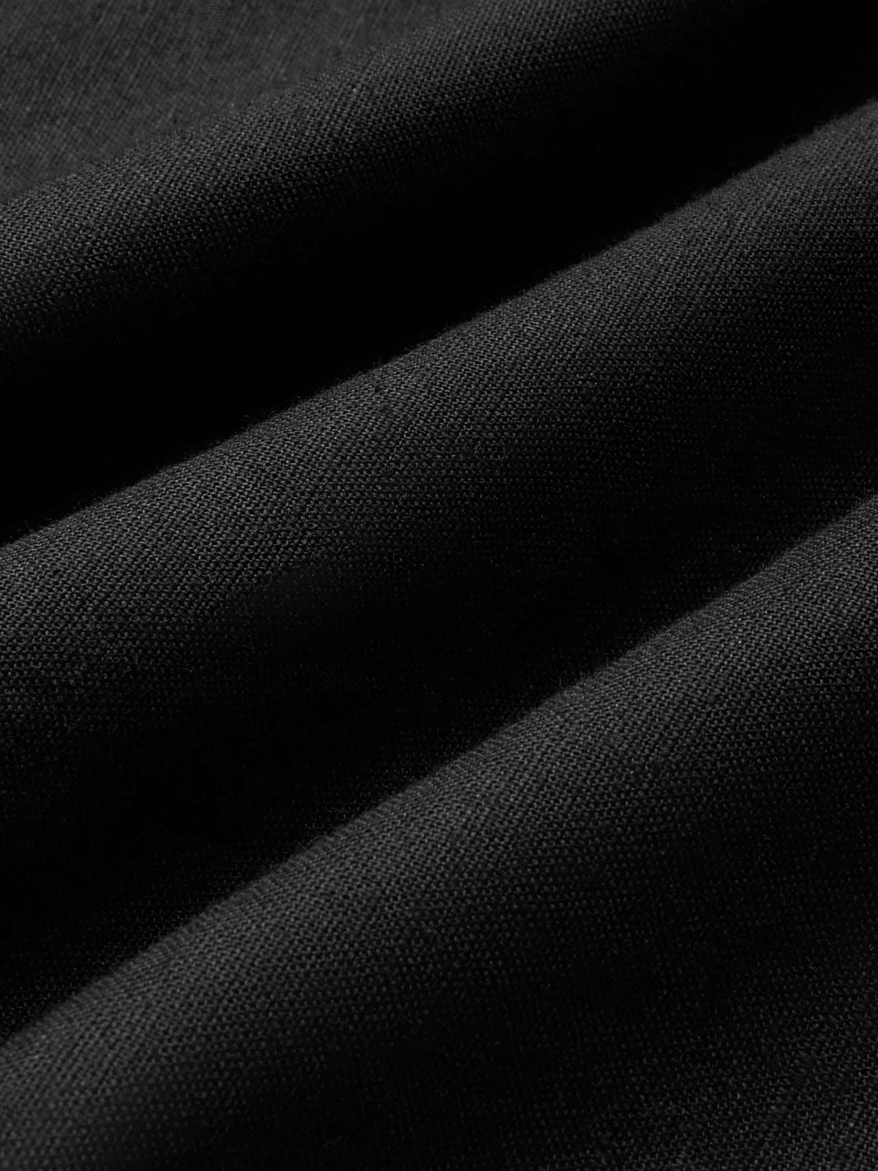 Midi Linen Dress, Sleeveless, Lace Collar, Plain, Lace, French Vintage, Black - Black