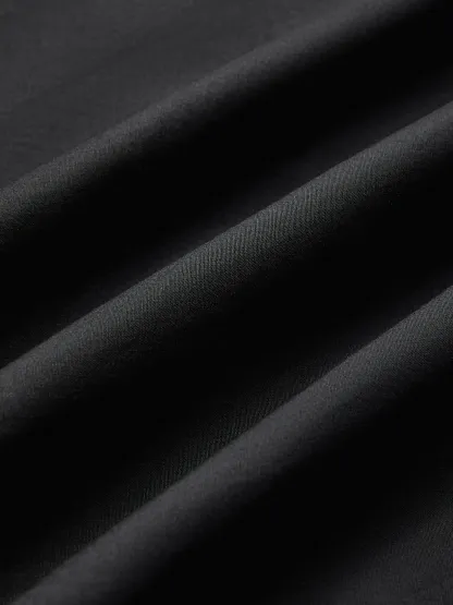 Midi Cotton Dress, Sleeveless, Plain, French Vintage, Black - Black