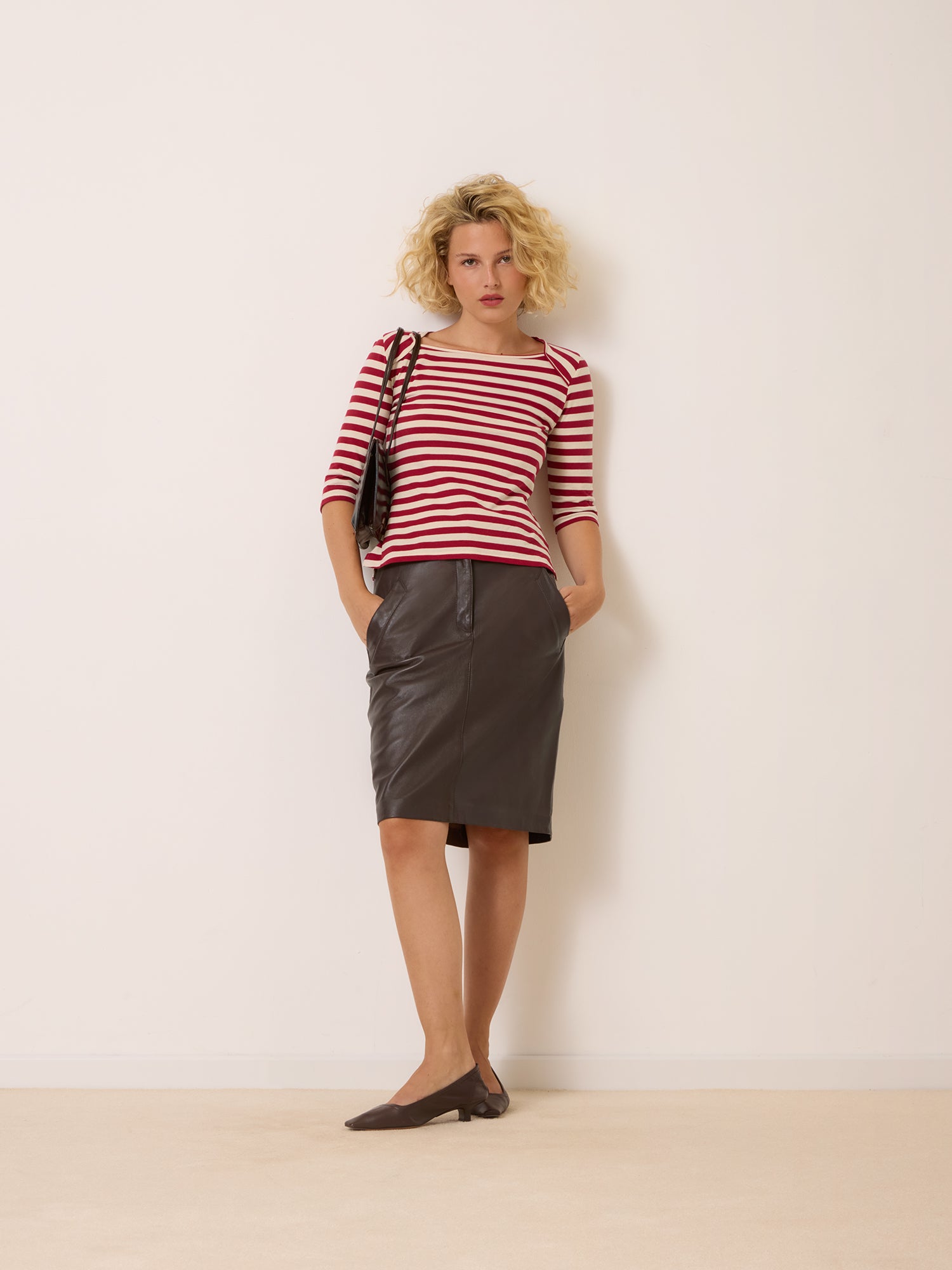 Jupe RENEE - CUIR CACHOU