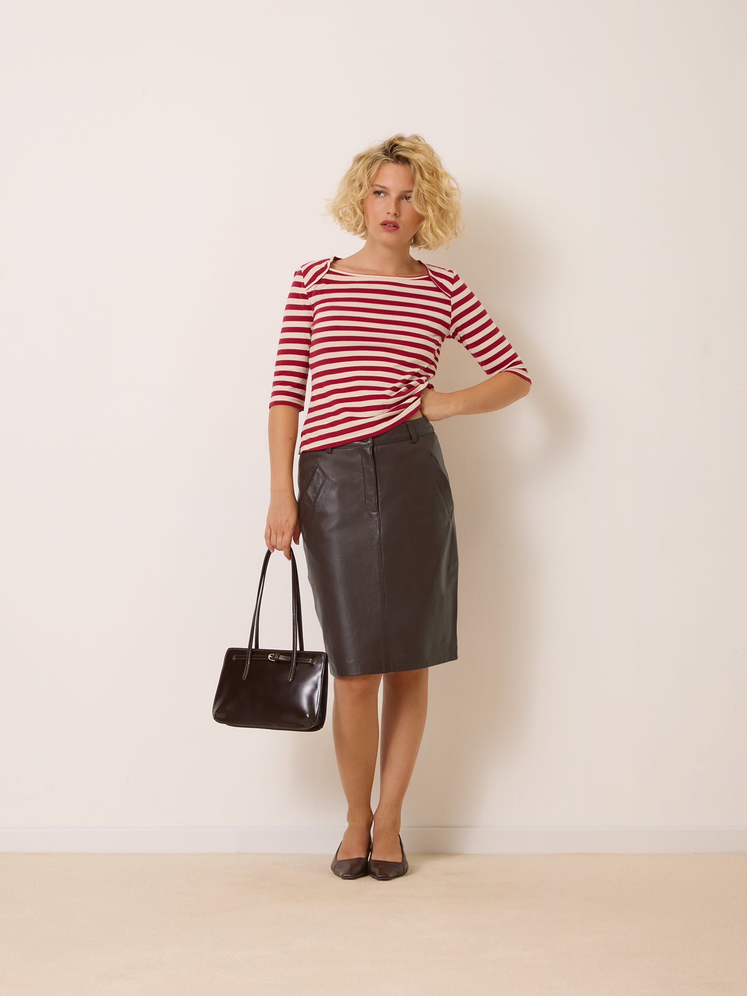 Jupe RENEE - CUIR CACHOU