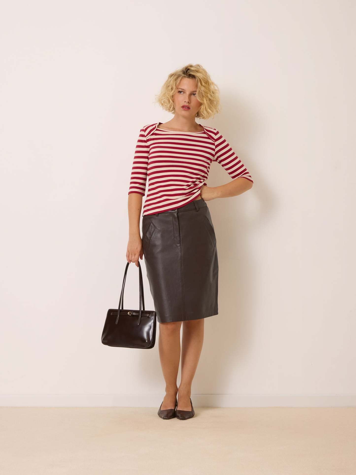 Jupe RENEE - CUIR CACHOU