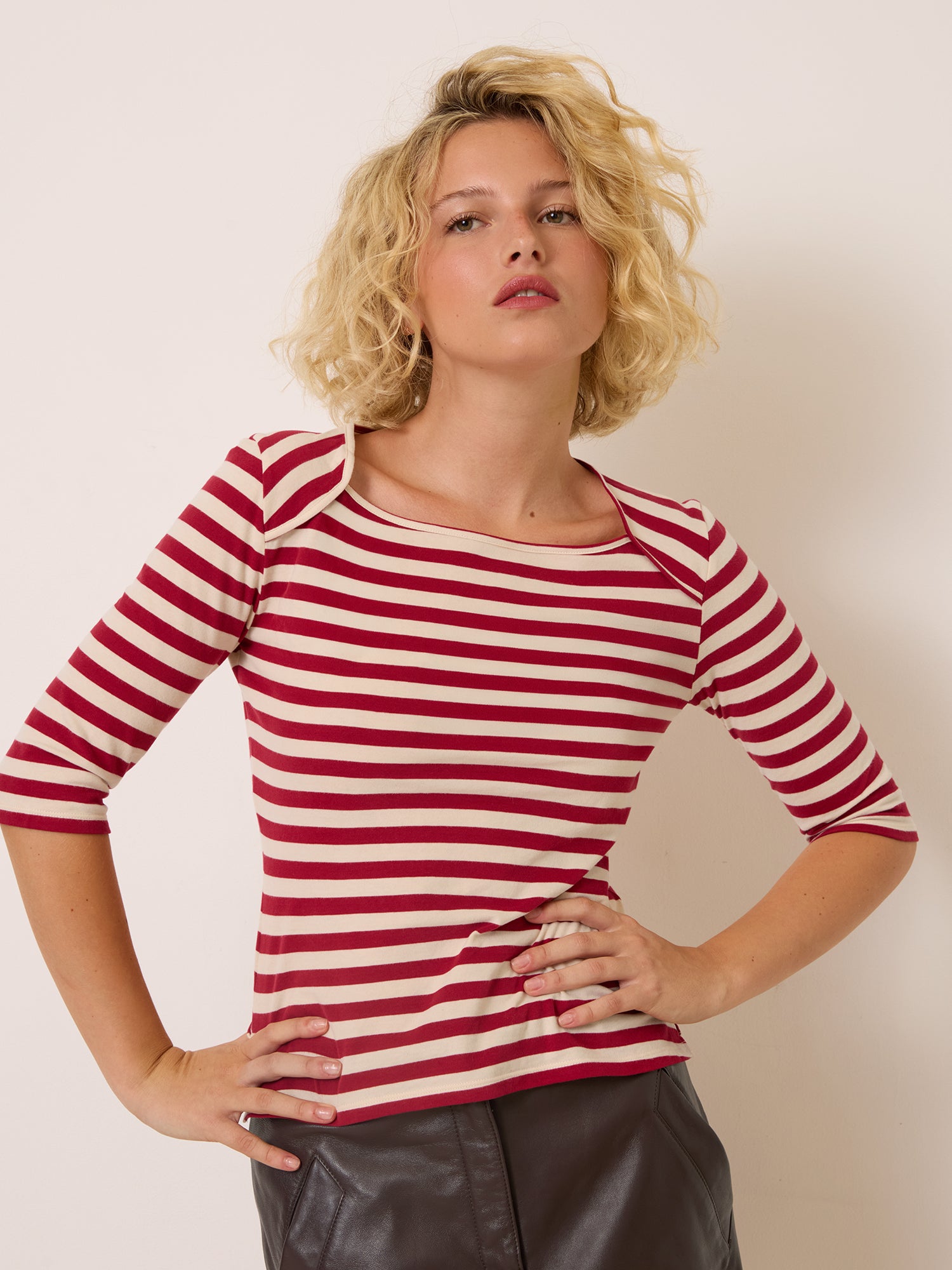 T-shirt ABEL - Rayé Rouge