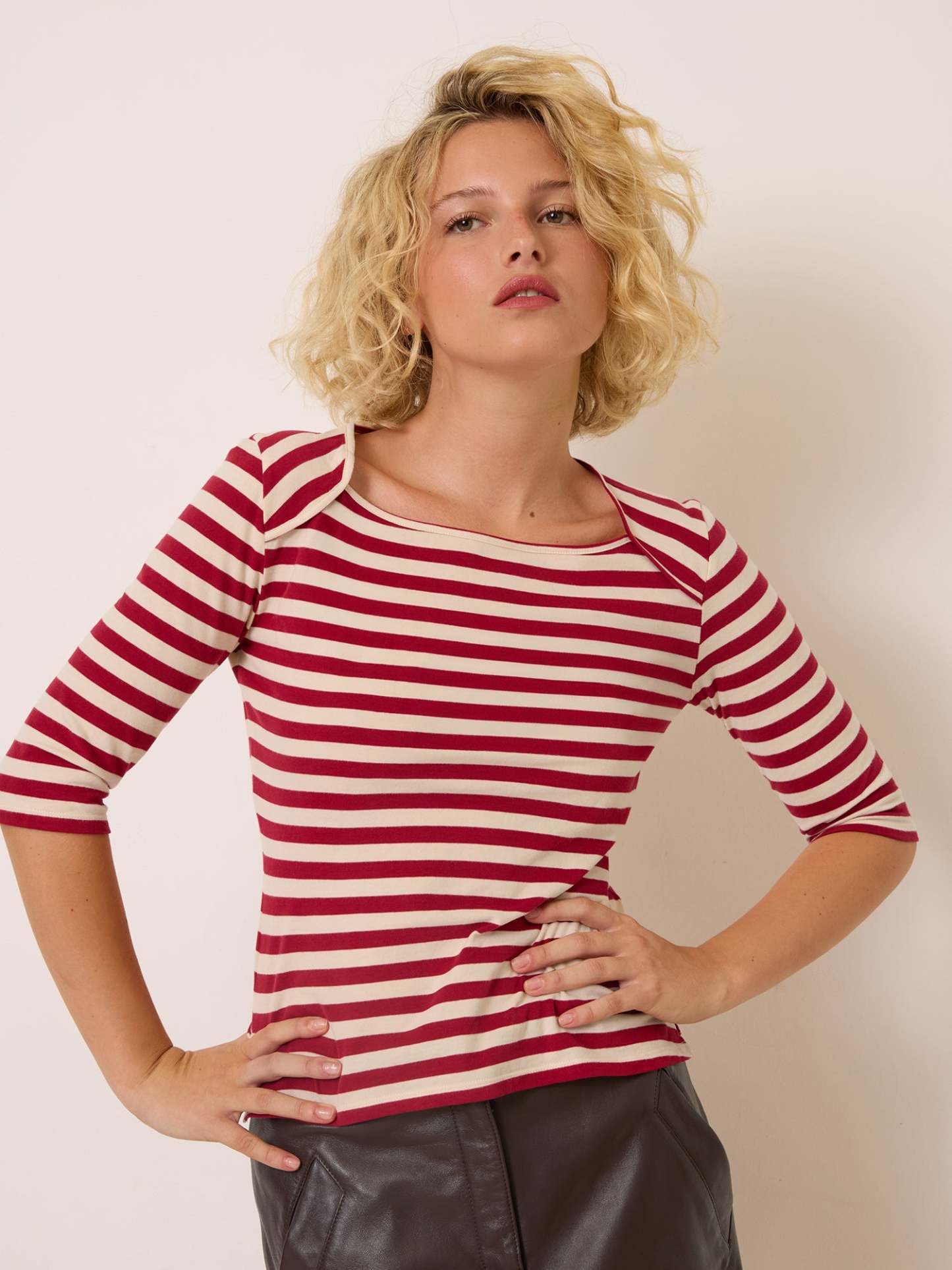 T-shirt ABEL - Rayé Rouge