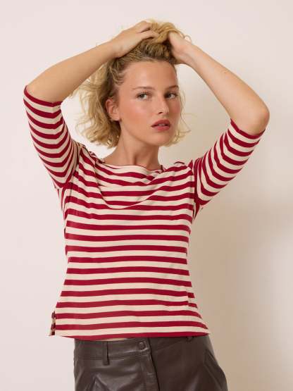 T-shirt ABEL - Rayé Rouge