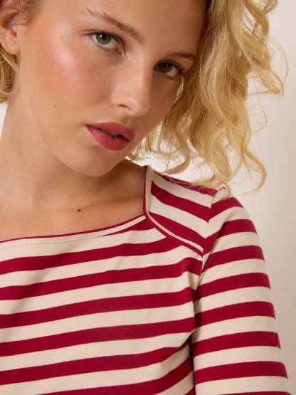 T-shirt ABEL - Rayé Rouge