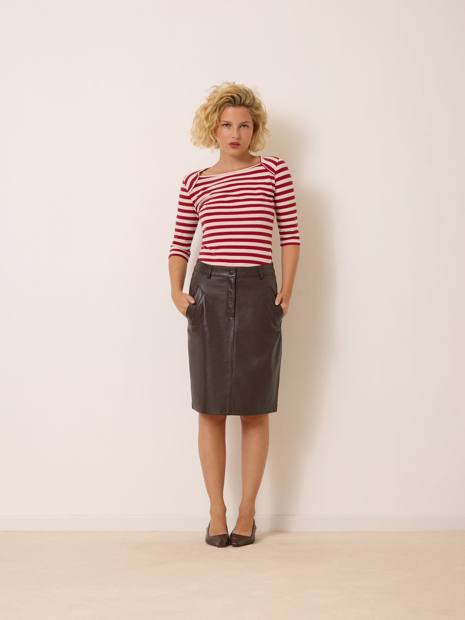 Jupe RENEE - CUIR CACHOU