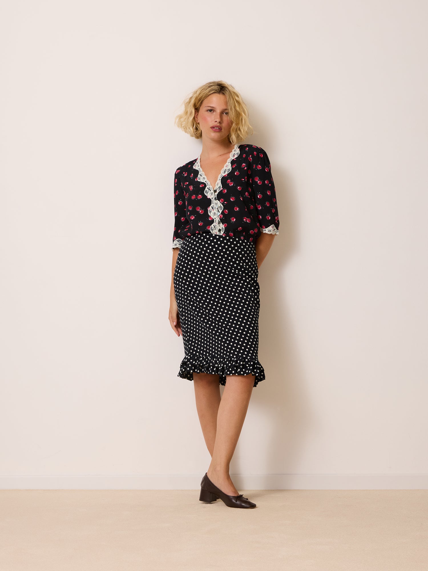 Jupe ELIETTE - Pois Carmen Noir