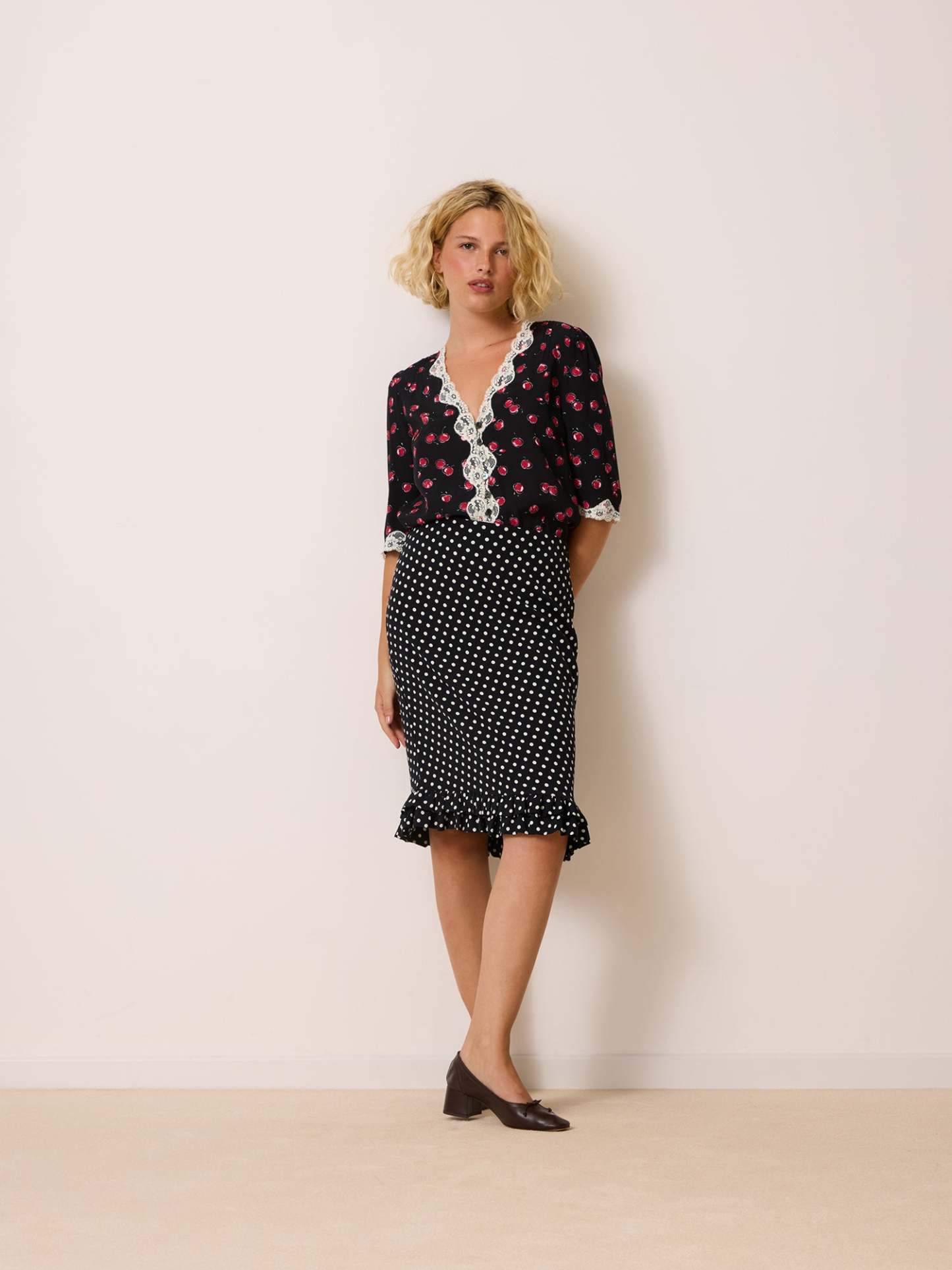 Jupe ELIETTE - Pois Carmen Noir