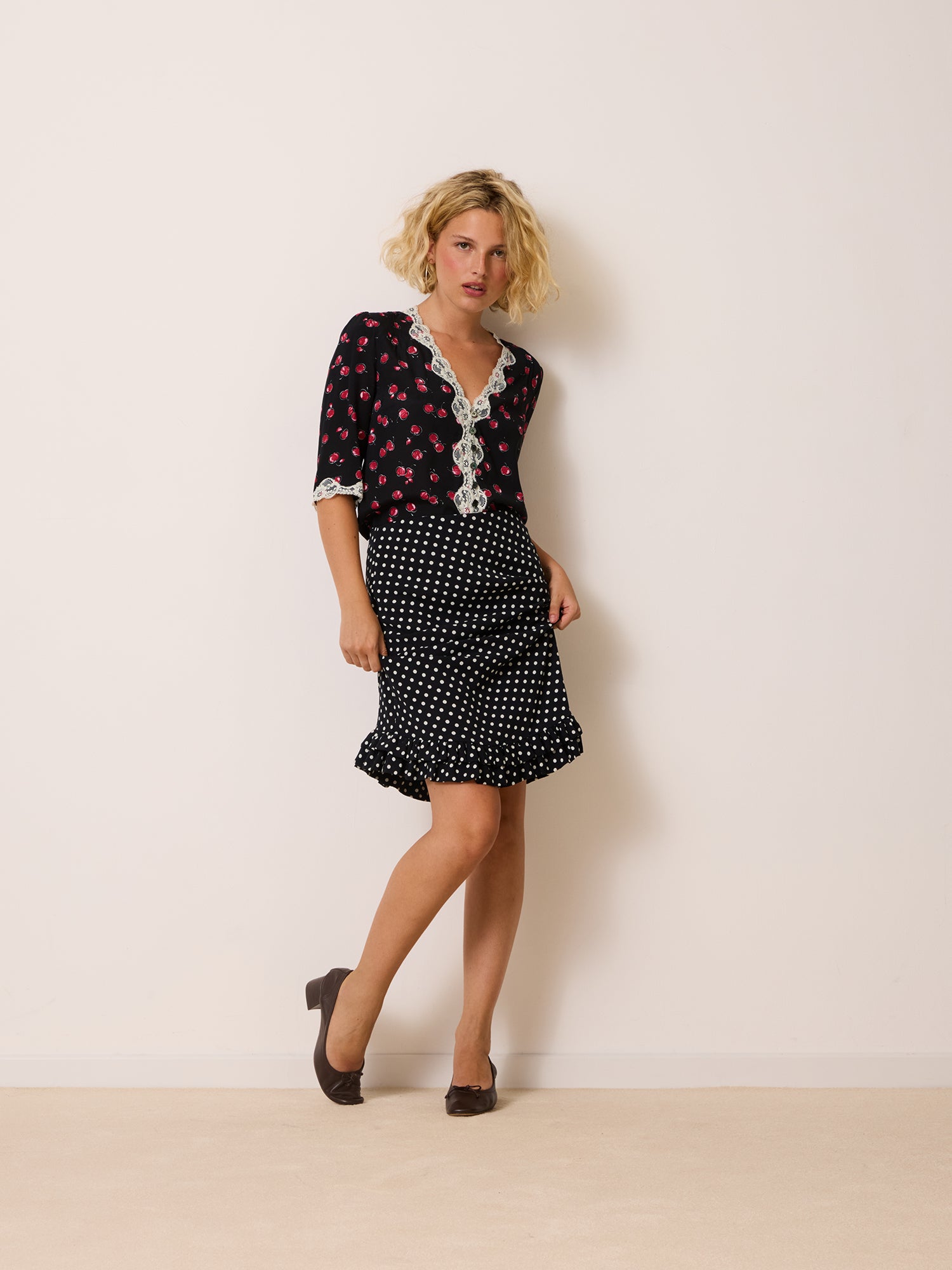 Jupe ELIETTE - Pois Carmen Noir