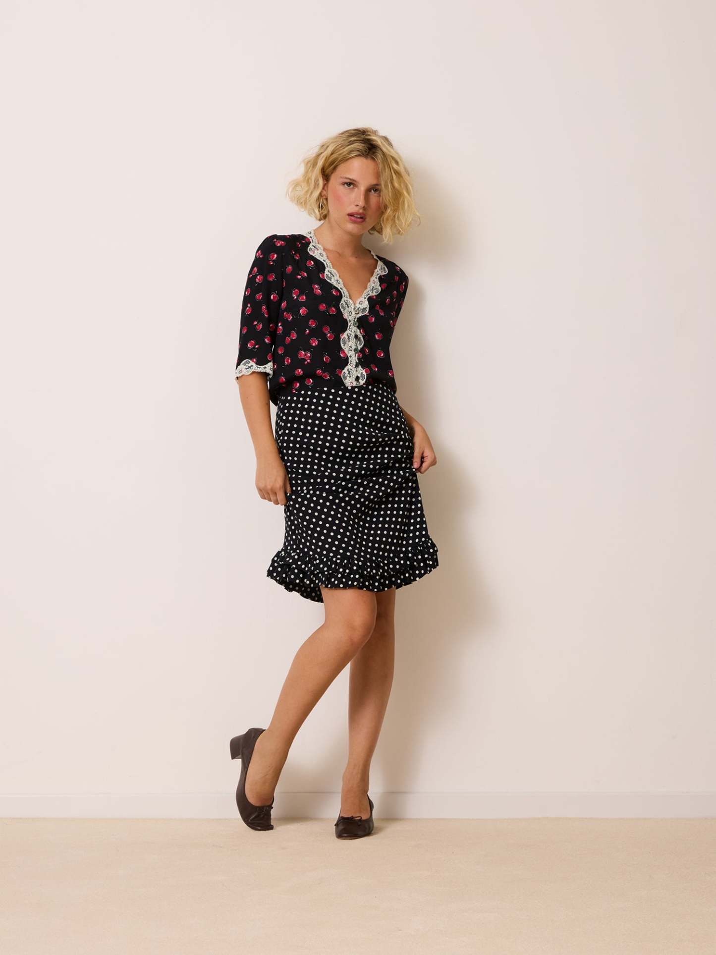 Jupe ELIETTE - Pois Carmen Noir