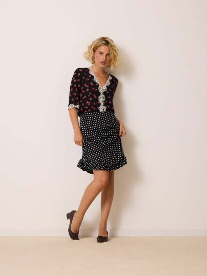 Jupe ELIETTE - Pois Carmen Noir