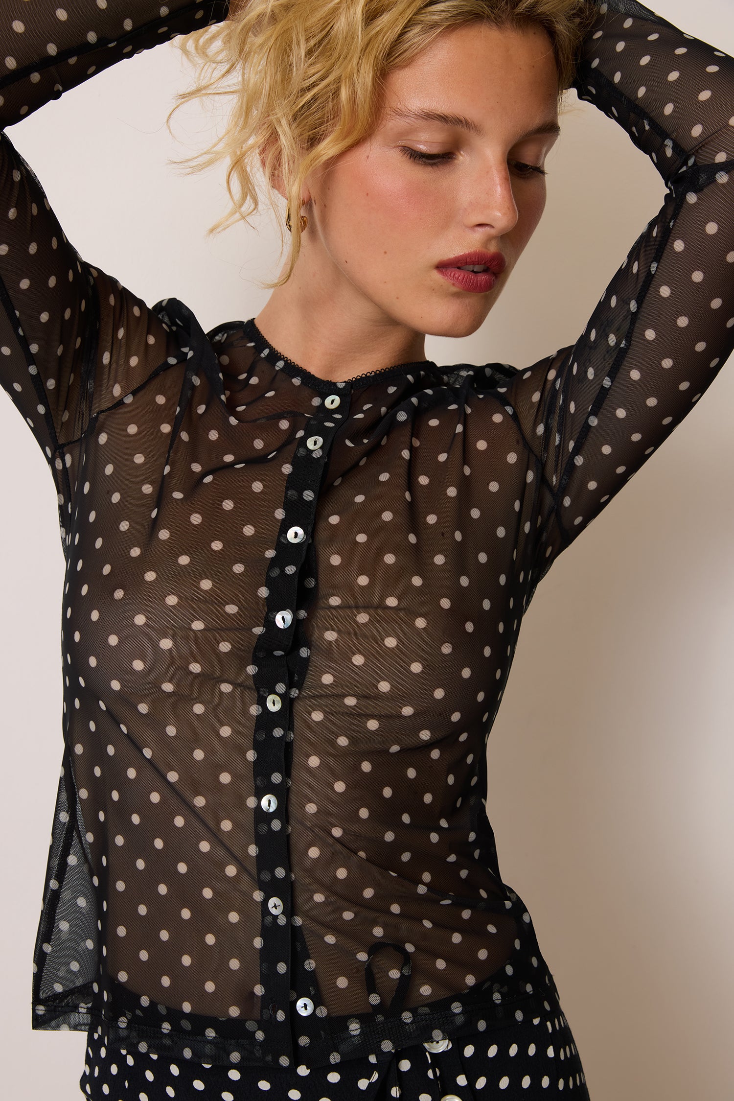 Top BARCLEY - Pois Carmen Noir