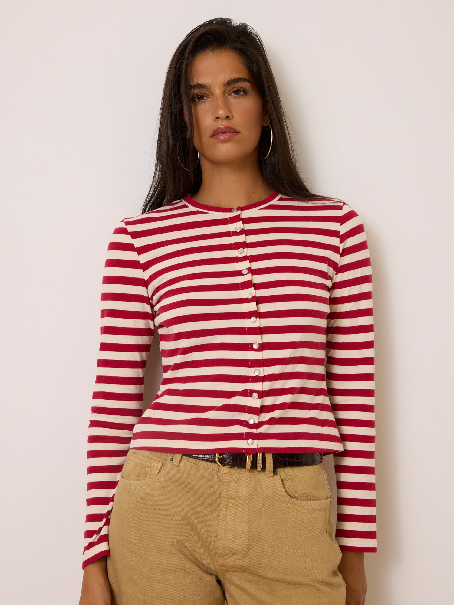 Cardigan BELLA - Rayé Rouge