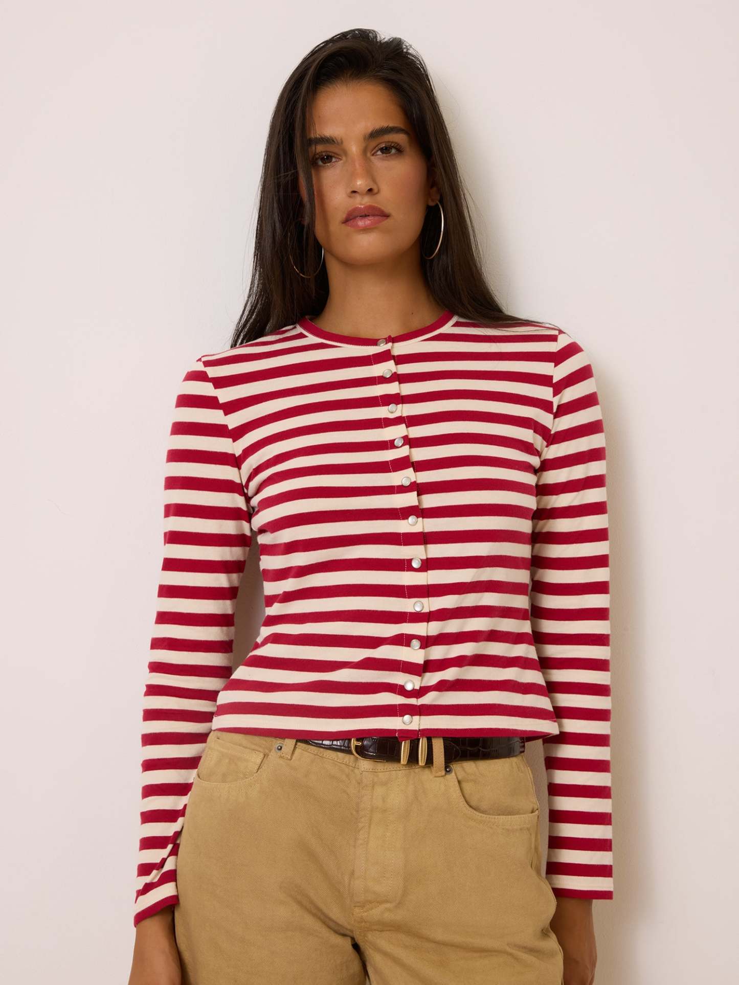 Cardigan BELLA - Rayé Rouge