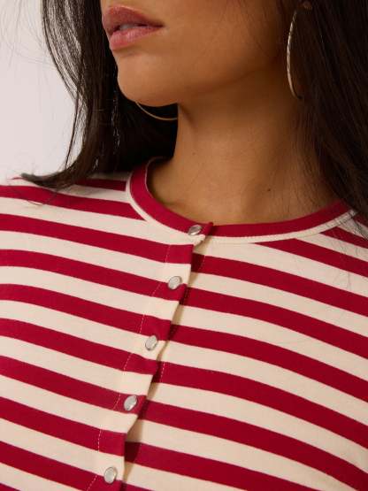 Cardigan BELLA - Rayé Rouge