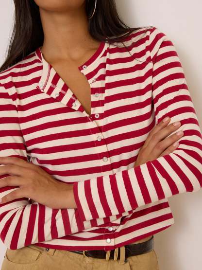 Cardigan BELLA - Rayé Rouge