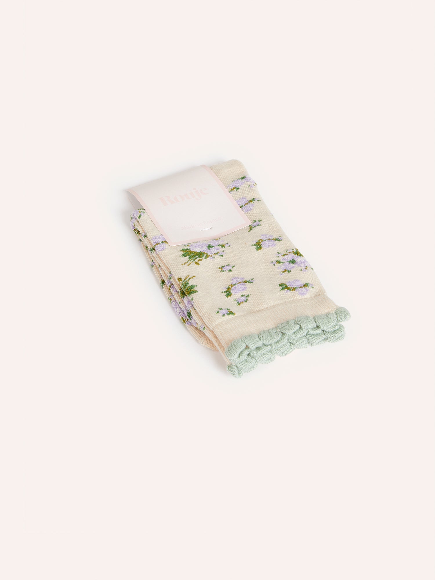 Chaussettes BETSY - Bouquet Hiver Ecru