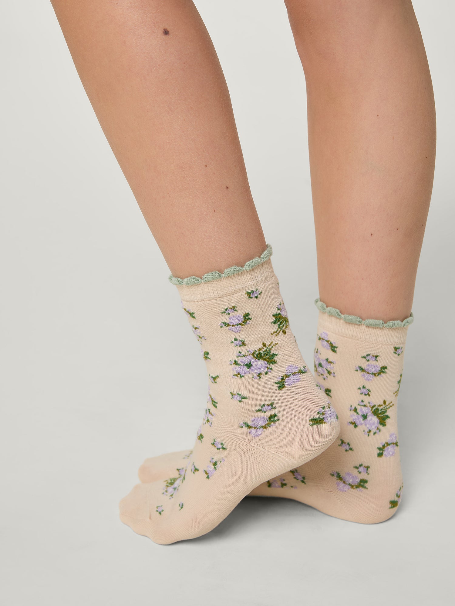 Chaussettes BETSY - Bouquet Hiver Ecru