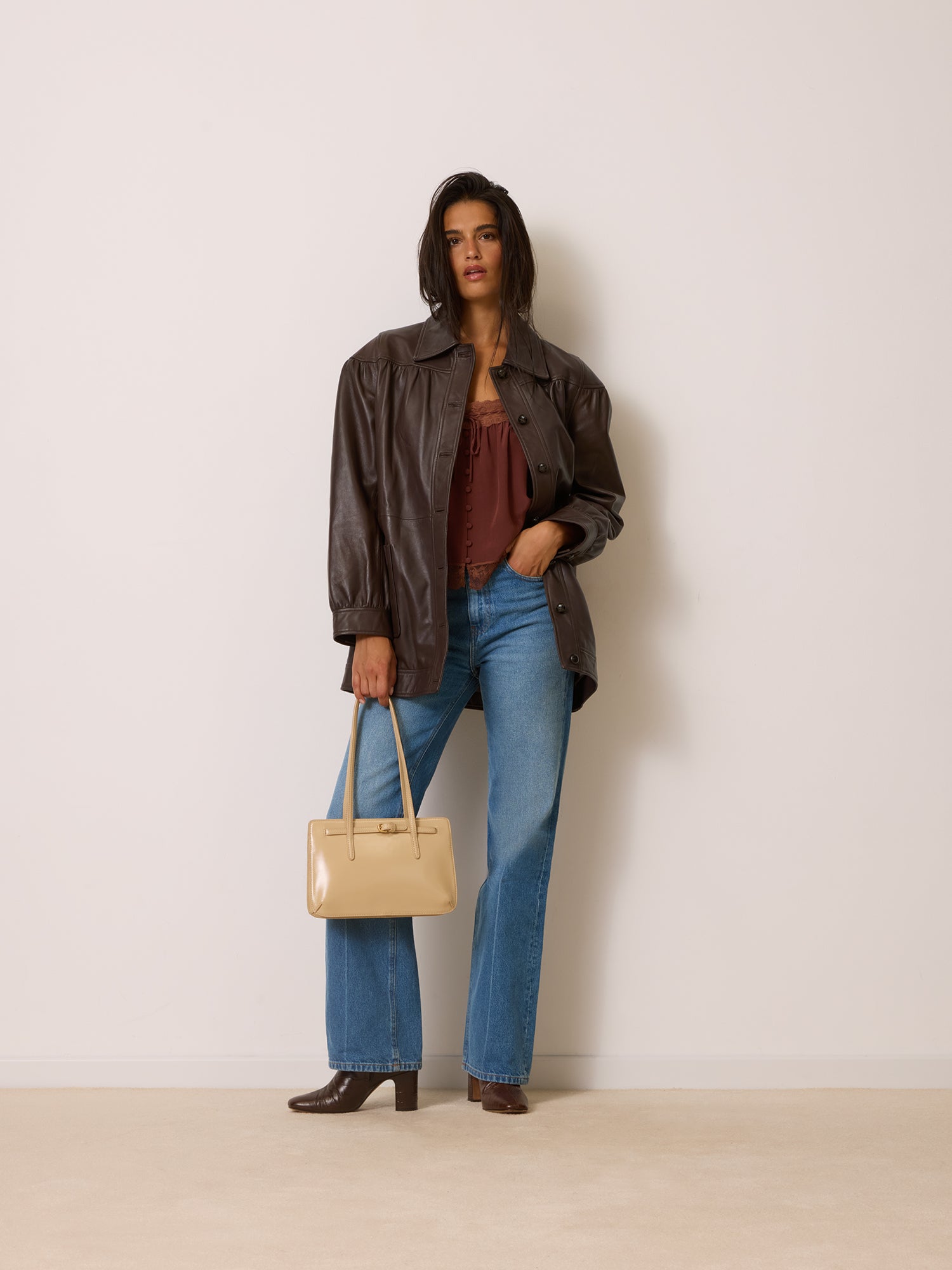 Veste ANETA - CUIR CACHOU