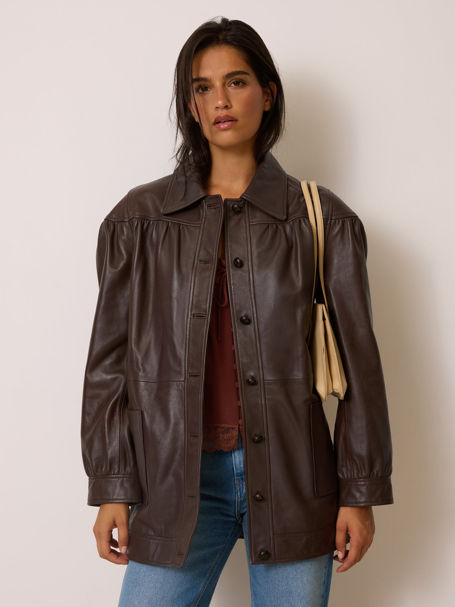 Veste ANETA - CUIR CACHOU