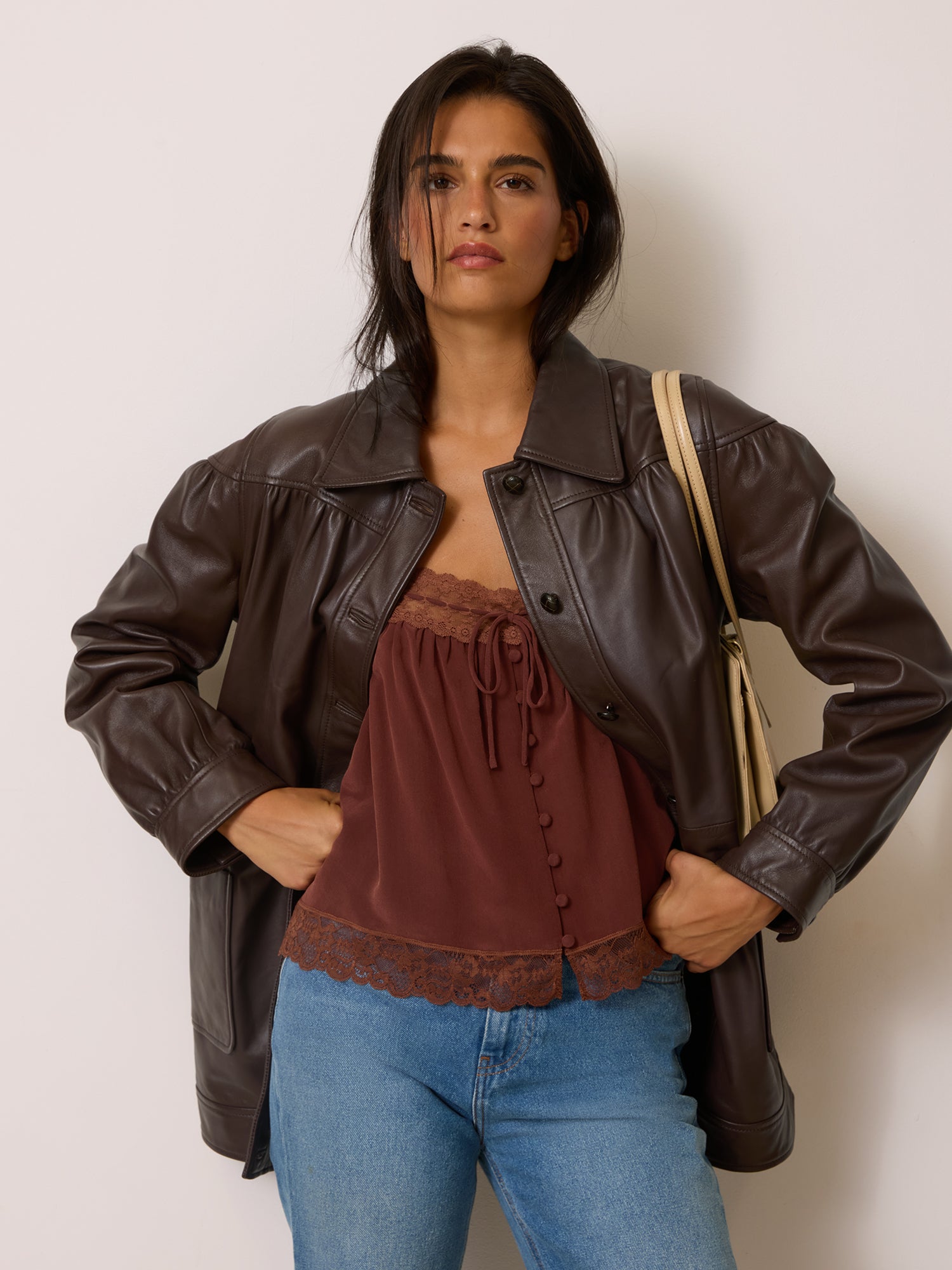 Veste ANETA - CUIR CACHOU