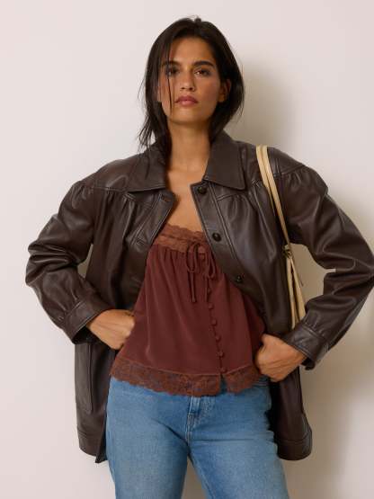 Veste ANETA - CUIR CACHOU