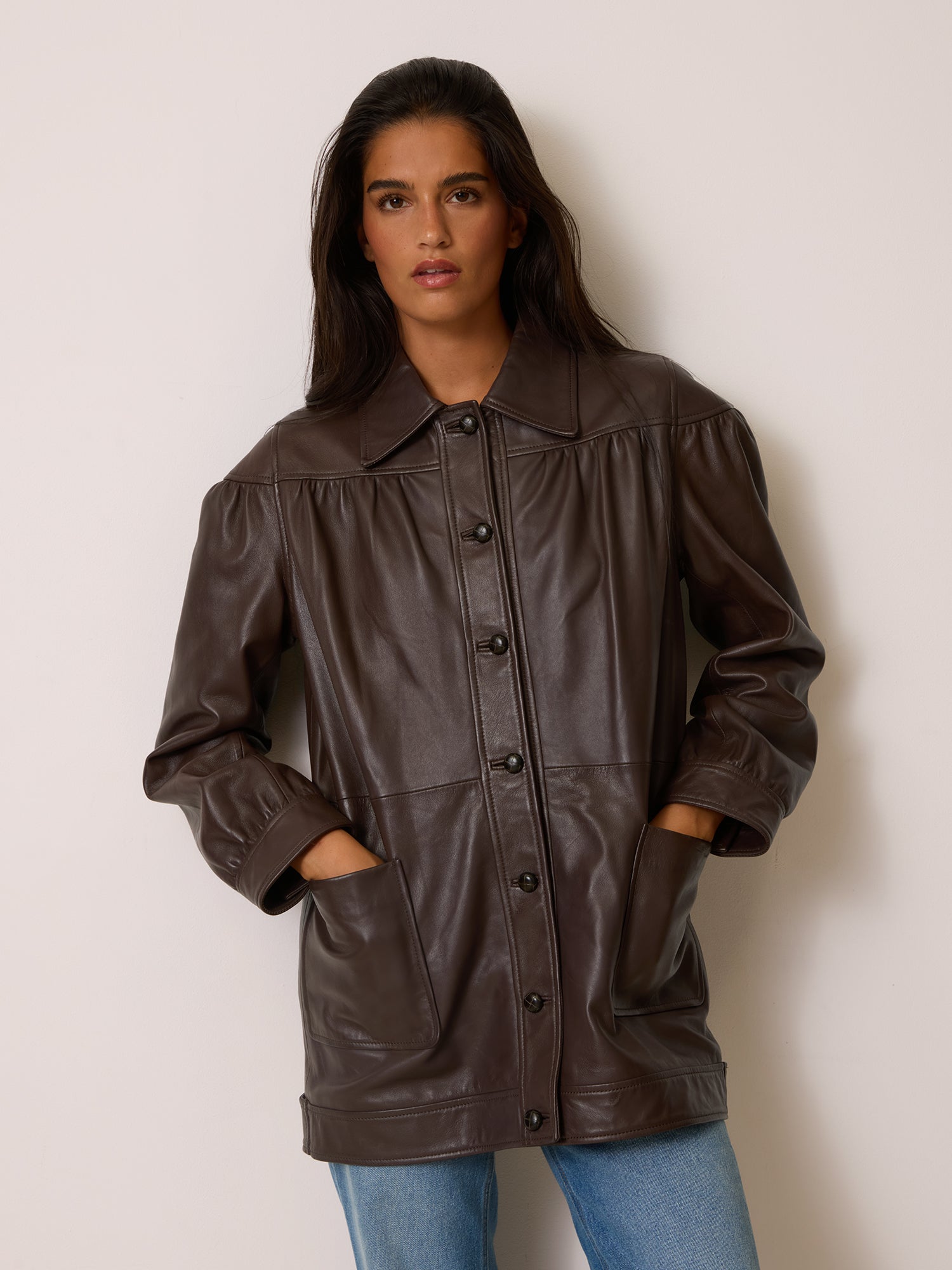 Veste ANETA - CUIR CACHOU