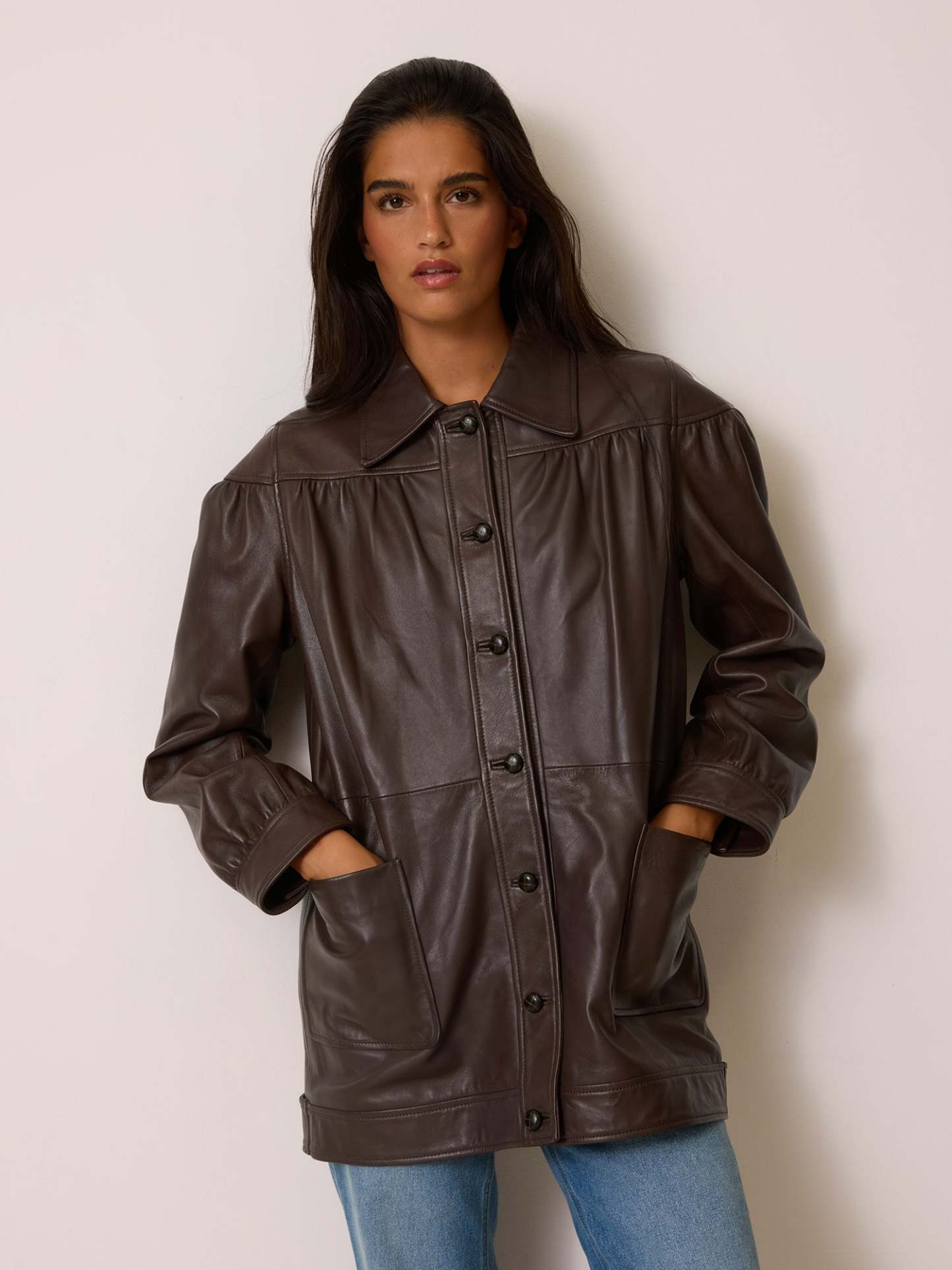 Veste ANETA - CUIR CACHOU