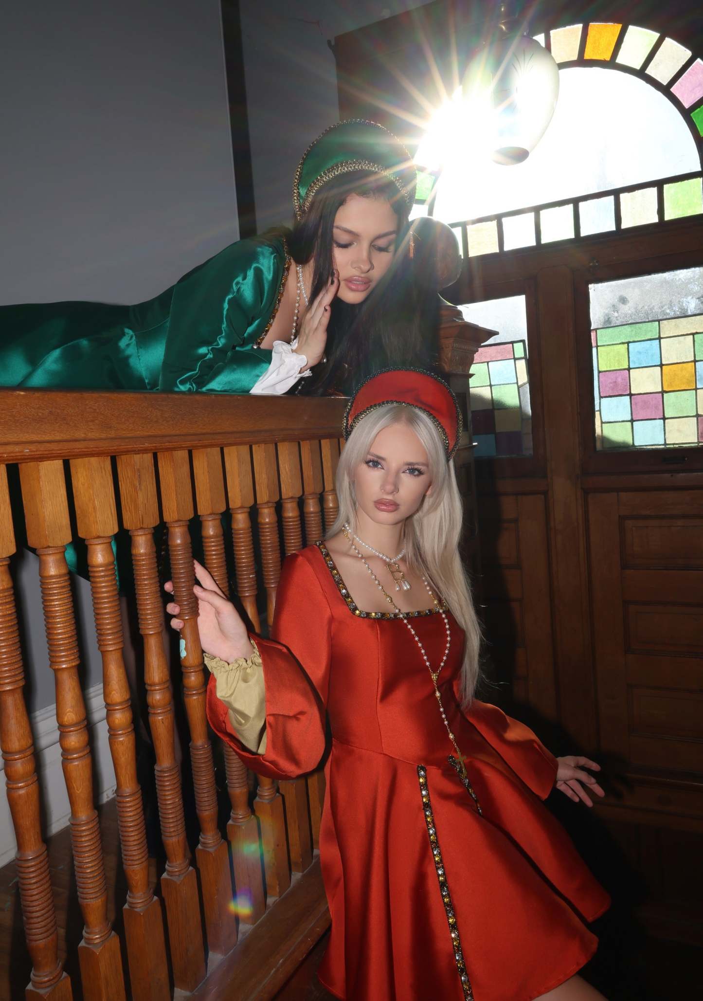 Tudor Renaissance Dress Costume - Orange - DARK ORANGE