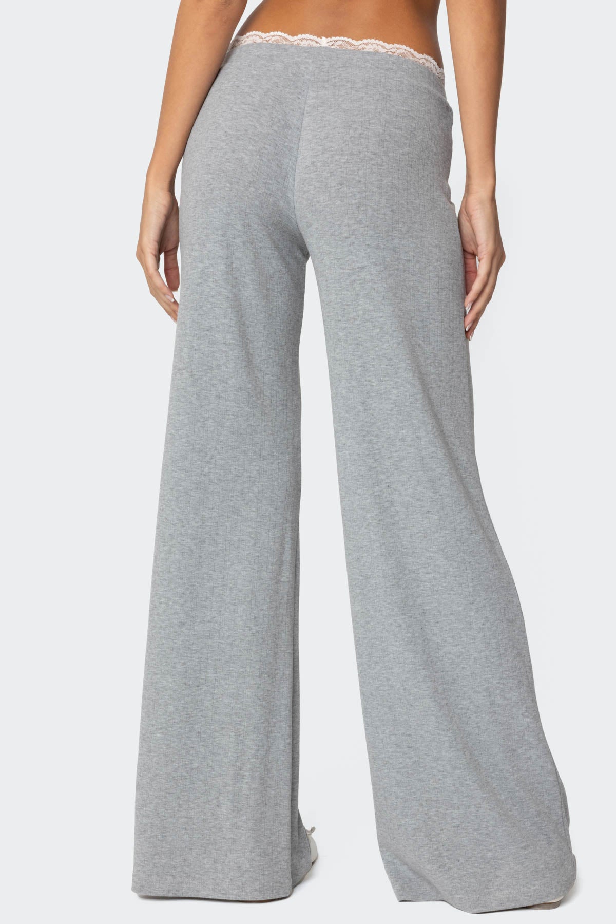 Peekaboo Lace Pants - GRAY MELANGE