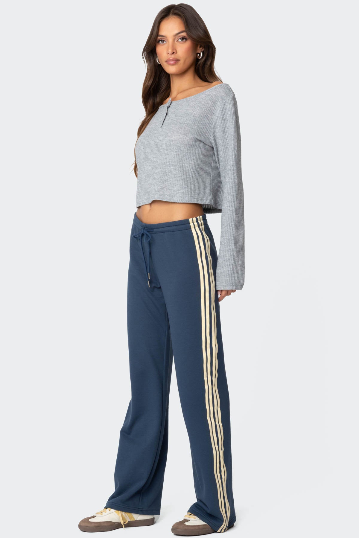 Averie Contrast Striped Sweatpants - BLUE